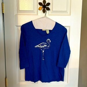 3 for $10 Caribbean Joe V Neck 3/4 Sleeve Blue Tee Womens Small